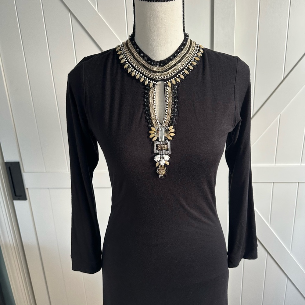 Label Ritu Kumar NWT Black Embellished Maxi Dress Long Sleeve Beaded - Picture 3 of 8
